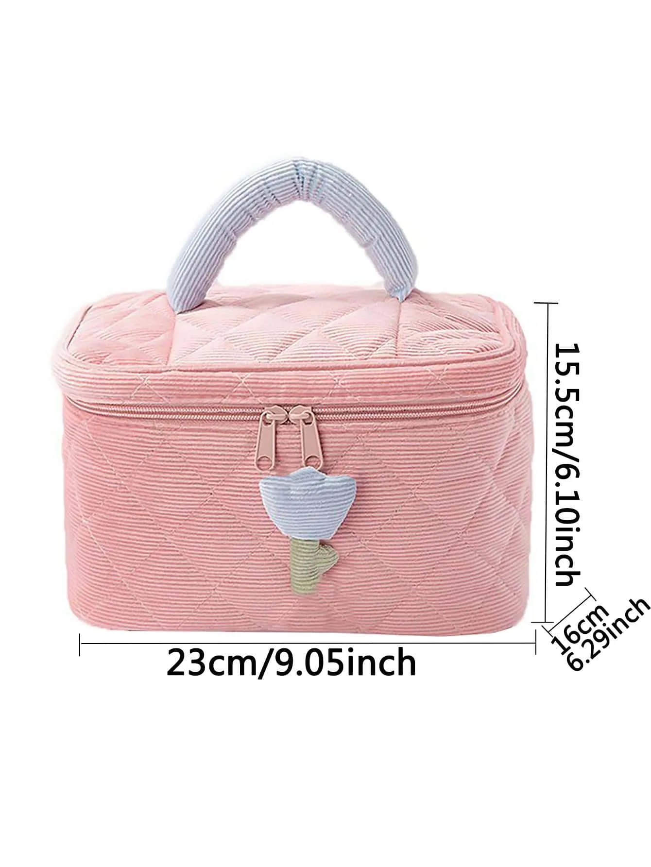 1pc Polyester Cosmetic Organizer, Modern Flower Decor Portable Cosmetic Storage Bag For Travel