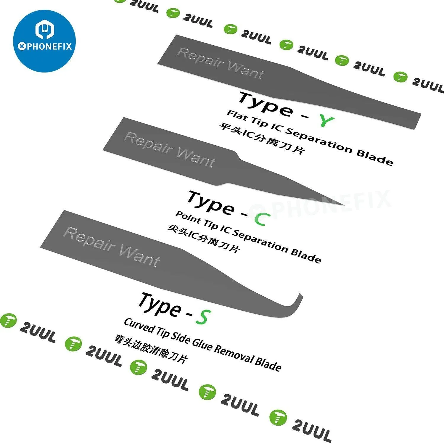 2UUL YCS 3 In 1 Blades Set CPU IC Disassemble Glue Removal Tool