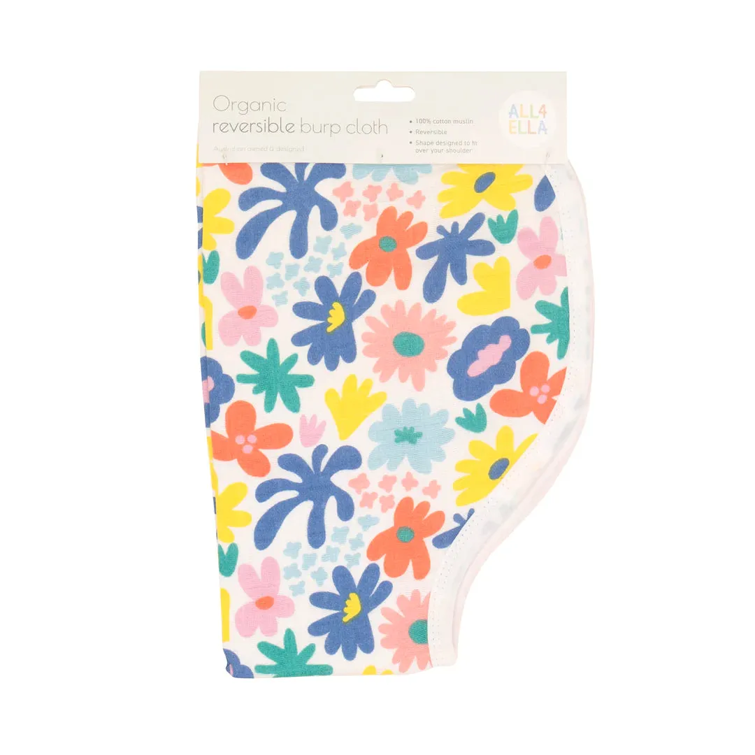 All 4 Ella - Organic Reversible Burp Cloth - Bright Floral