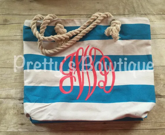 Beach Tote Bag - Monogrammed Tote Bag - Personalized Tote Bag - Personalized Custom Bag - Monogrammed Bag - Beach Bag - Travel Tote -- sale