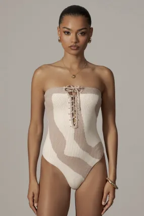 Beige Abstract Seabound Bodysuit