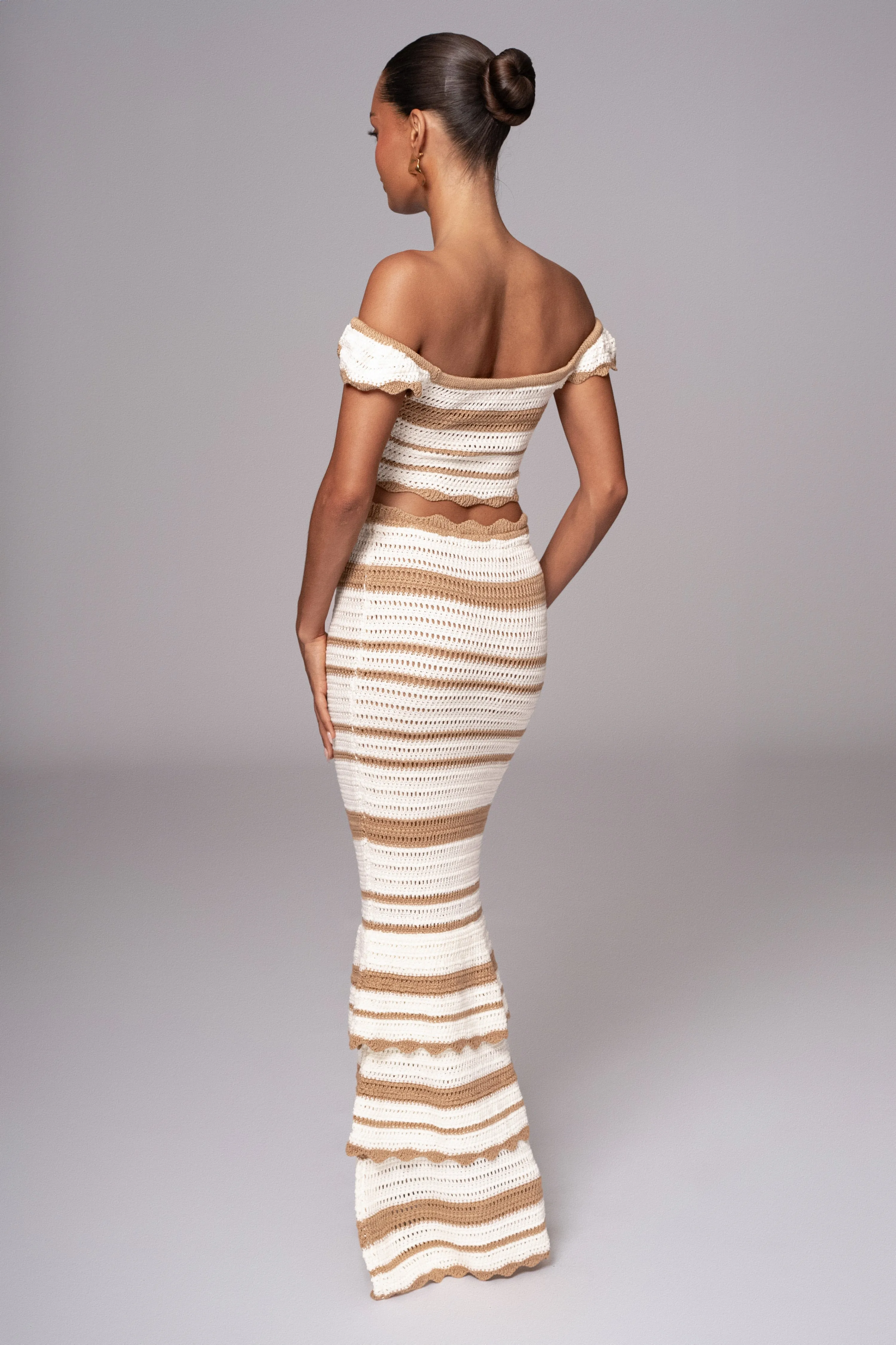 Beige Corazon Ruffle Skirt Set