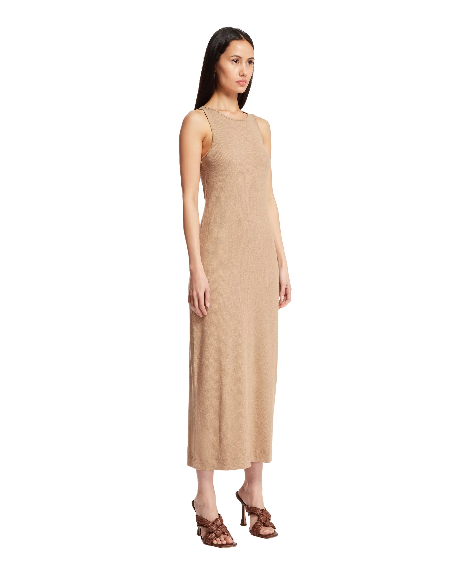 Beige Cotton Midi Dress