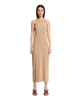 Beige Cotton Midi Dress