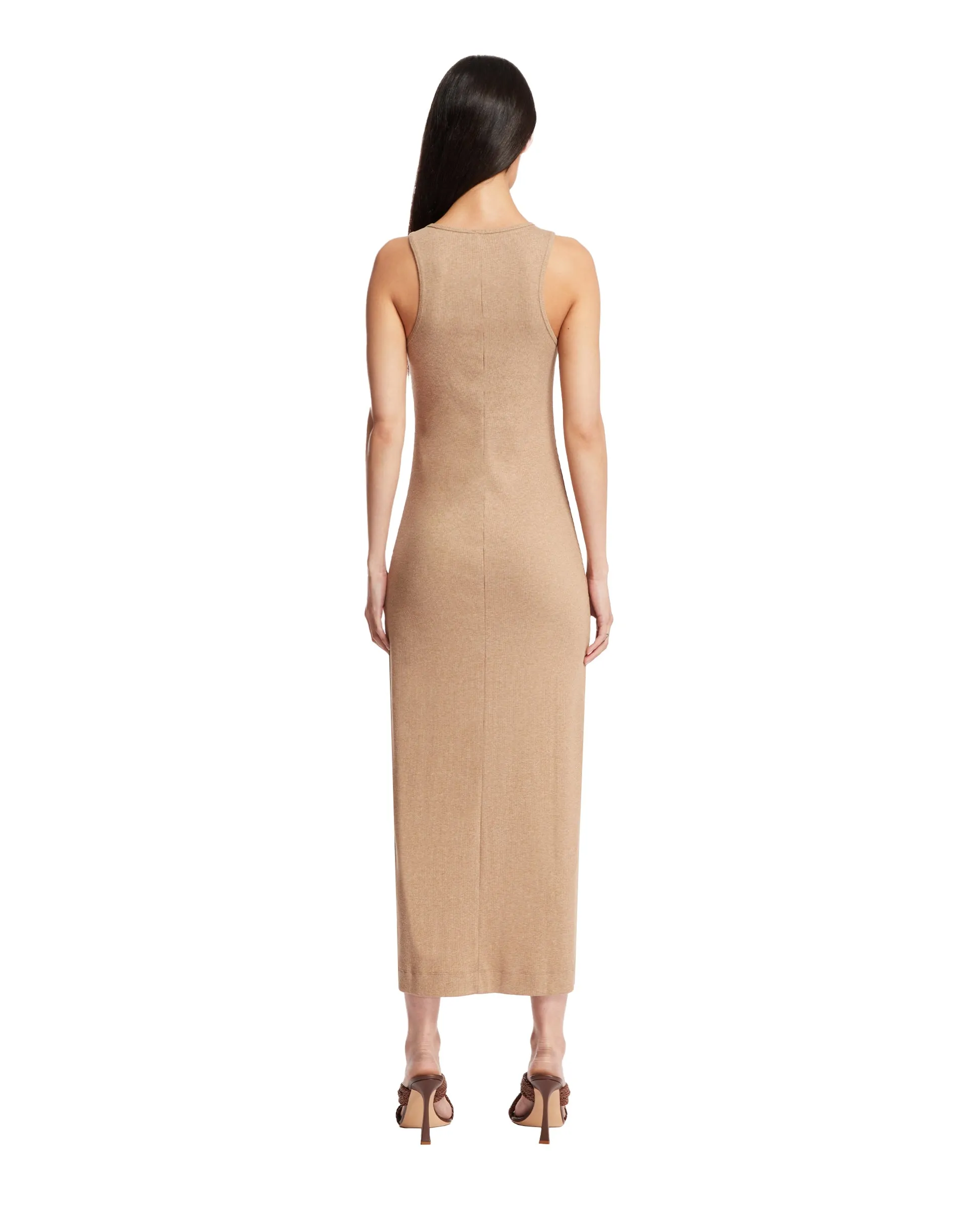 Beige Cotton Midi Dress