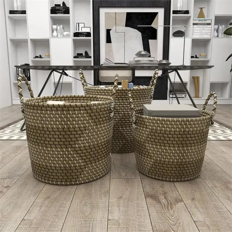 Beige Dried Plant Modern Storage Basket