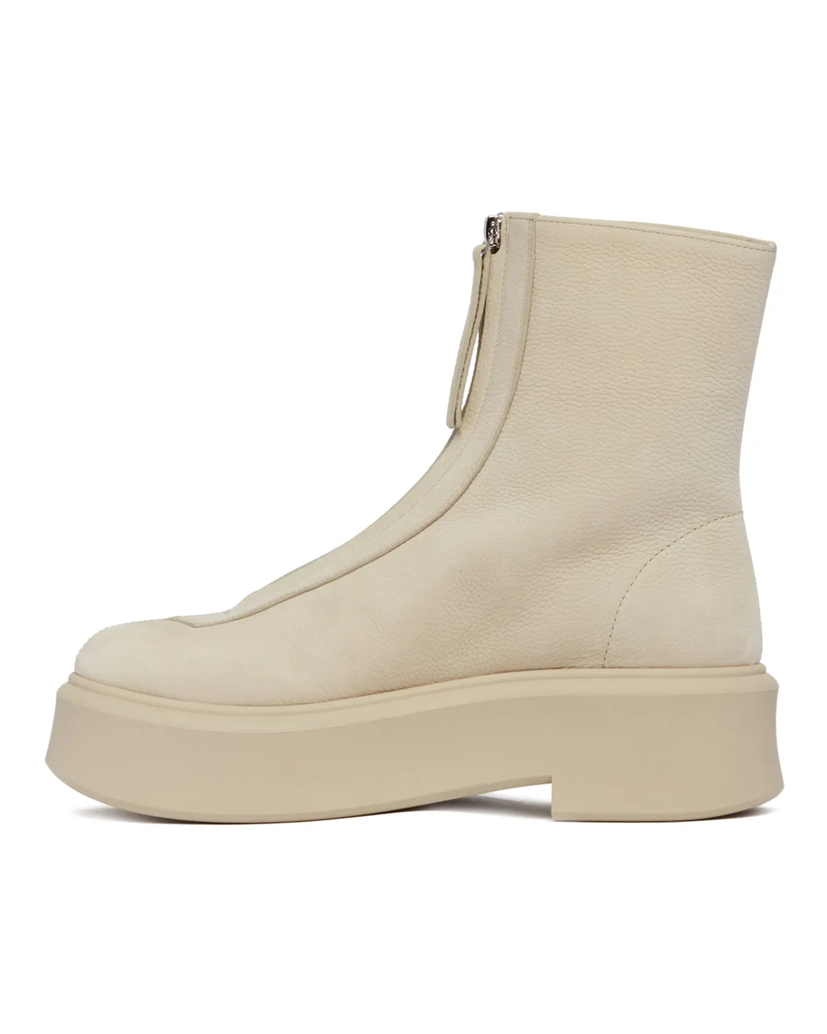 Beige Zipped Ankle Boots