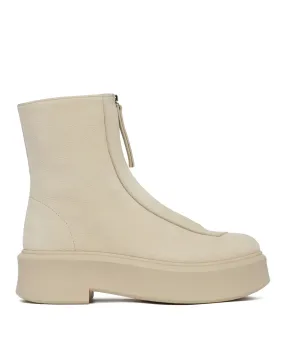 Beige Zipped Ankle Boots