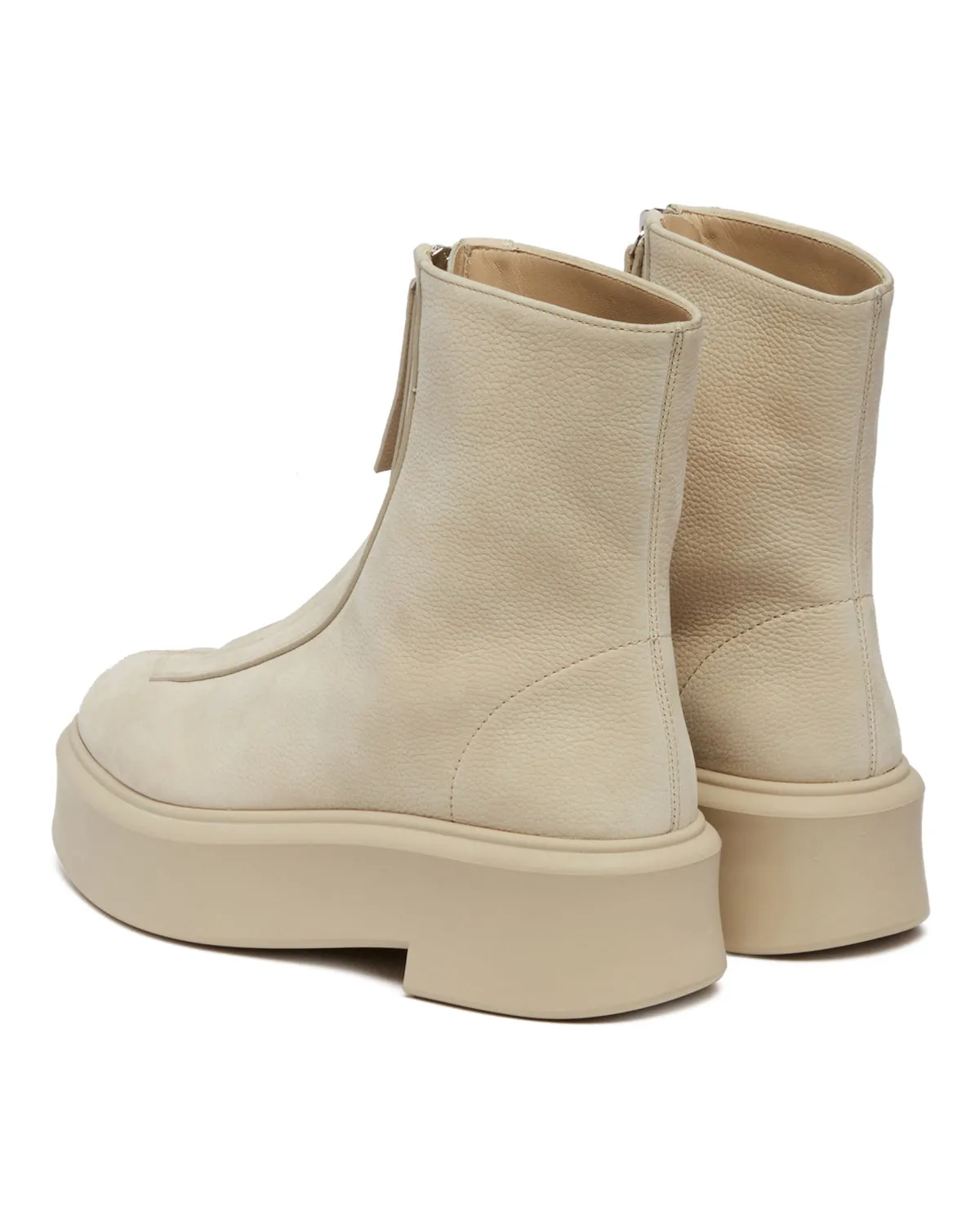 Beige Zipped Ankle Boots