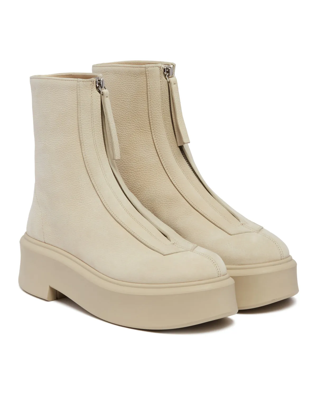 Beige Zipped Ankle Boots