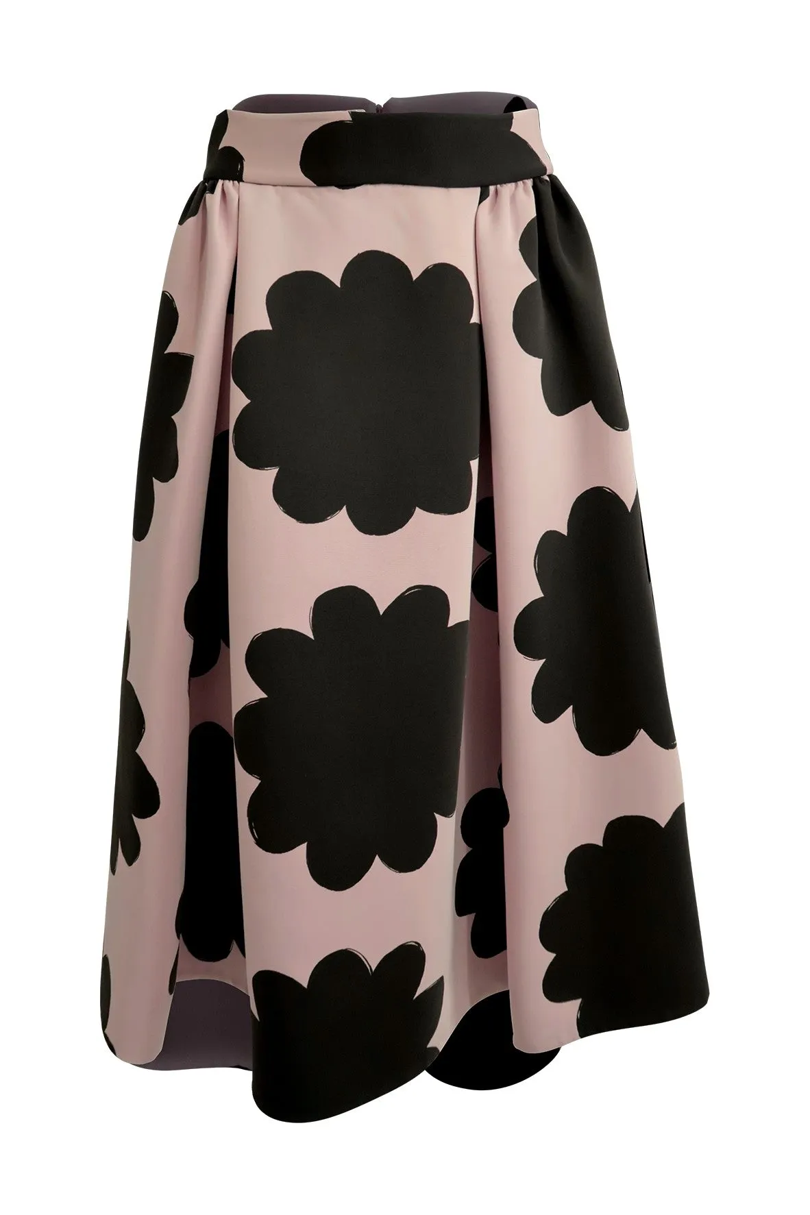 Big Black Flower Print On Baby Pink Skirt