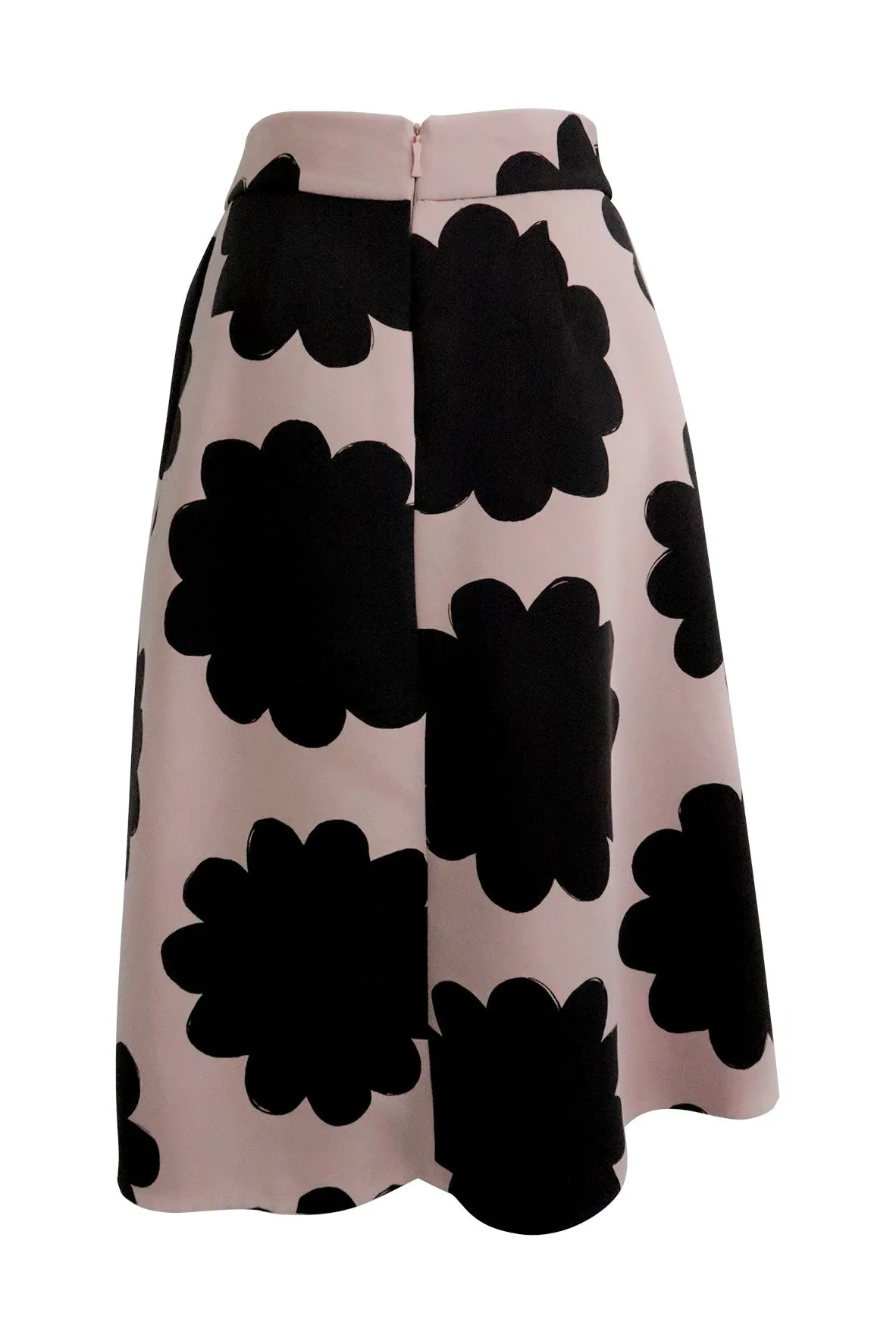 Big Black Flower Print On Baby Pink Skirt