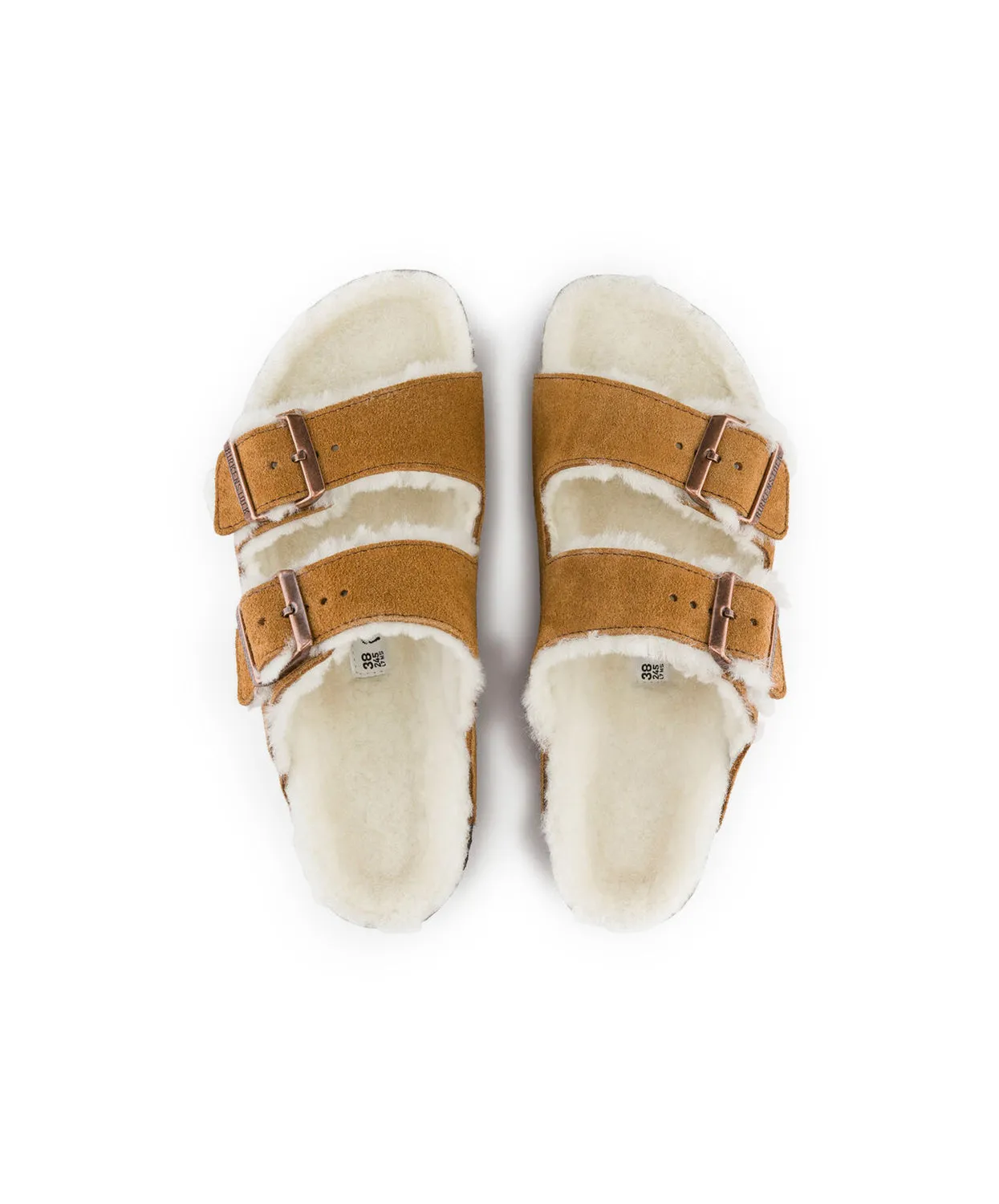 Birkenstock Arizona Suede Leather Shearling Mink Sandals