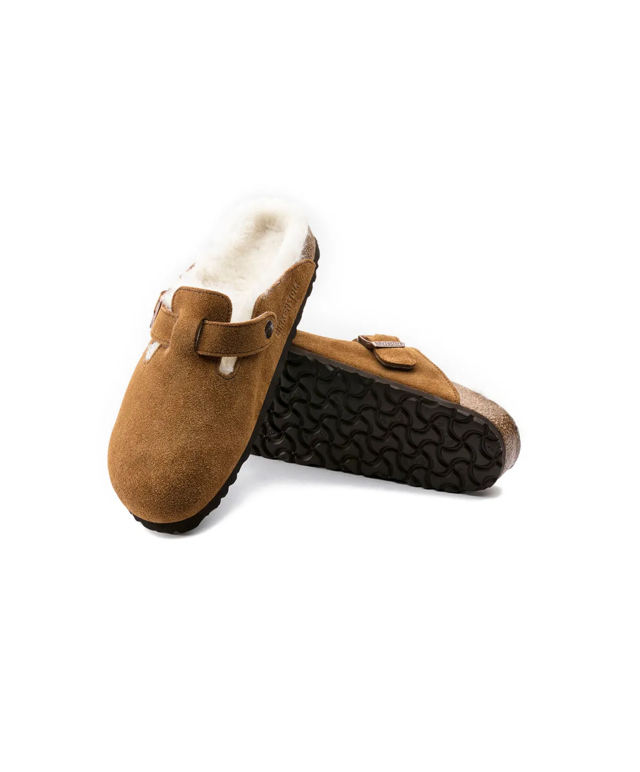 Birkenstock Boston Suede Leather Shearling Mink Clogs