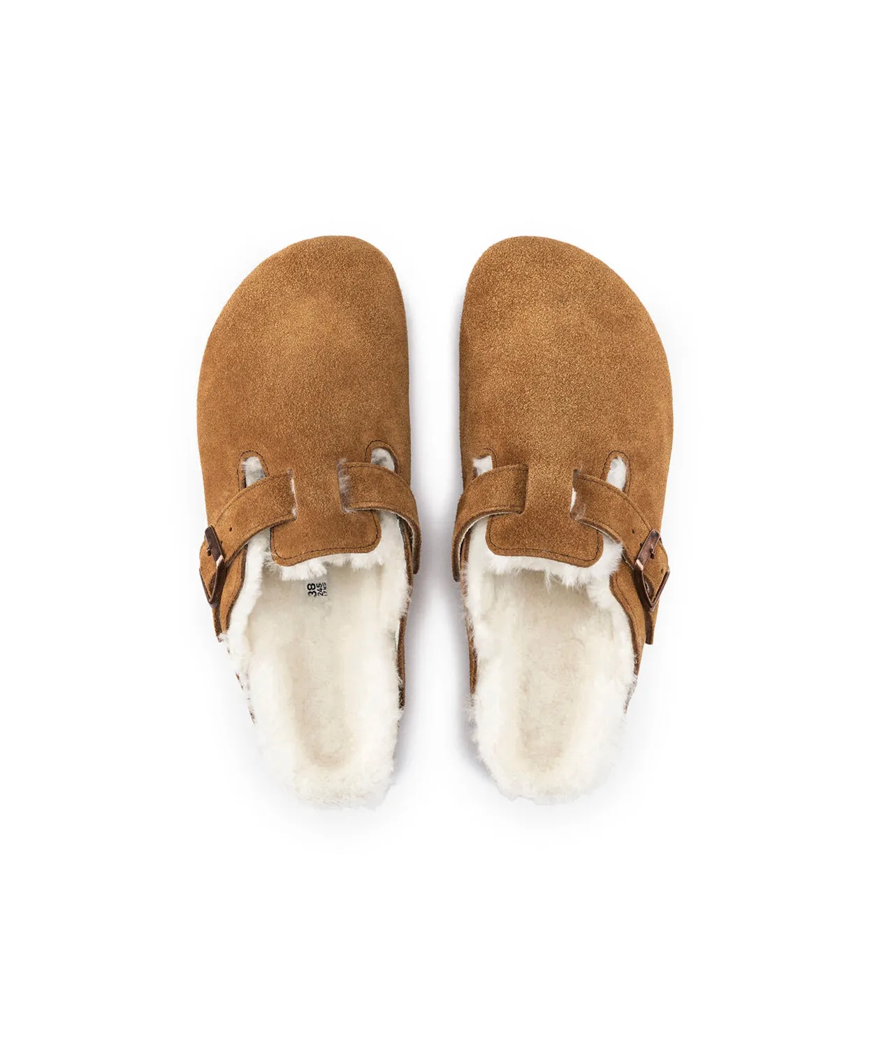 Birkenstock Boston Suede Leather Shearling Mink Clogs