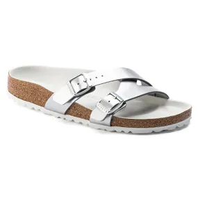 BIRKENSTOCK YAO METALLIC SILVER BIRKOFLOR - WOMENS