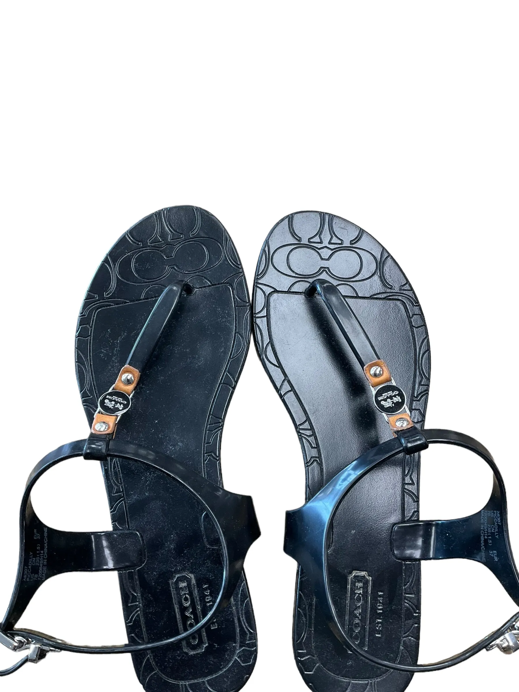 Black Sandals Designer Coach, Size 7