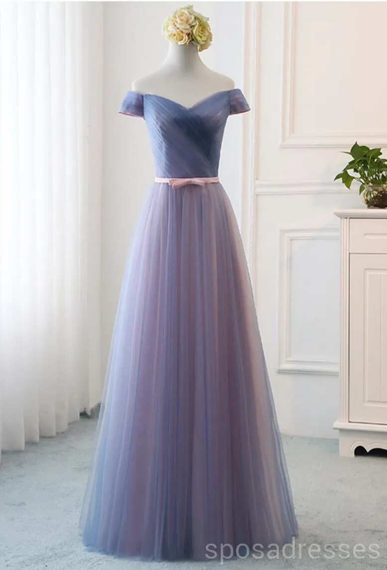 Blue Pink Tulle Floor Length Mismatched Cheap Bridesmaid Dresses Online, WG539