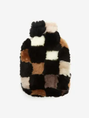 BOCCACCINI Sheepskin Hot Water Bottle - Black/Brown Checkerboard