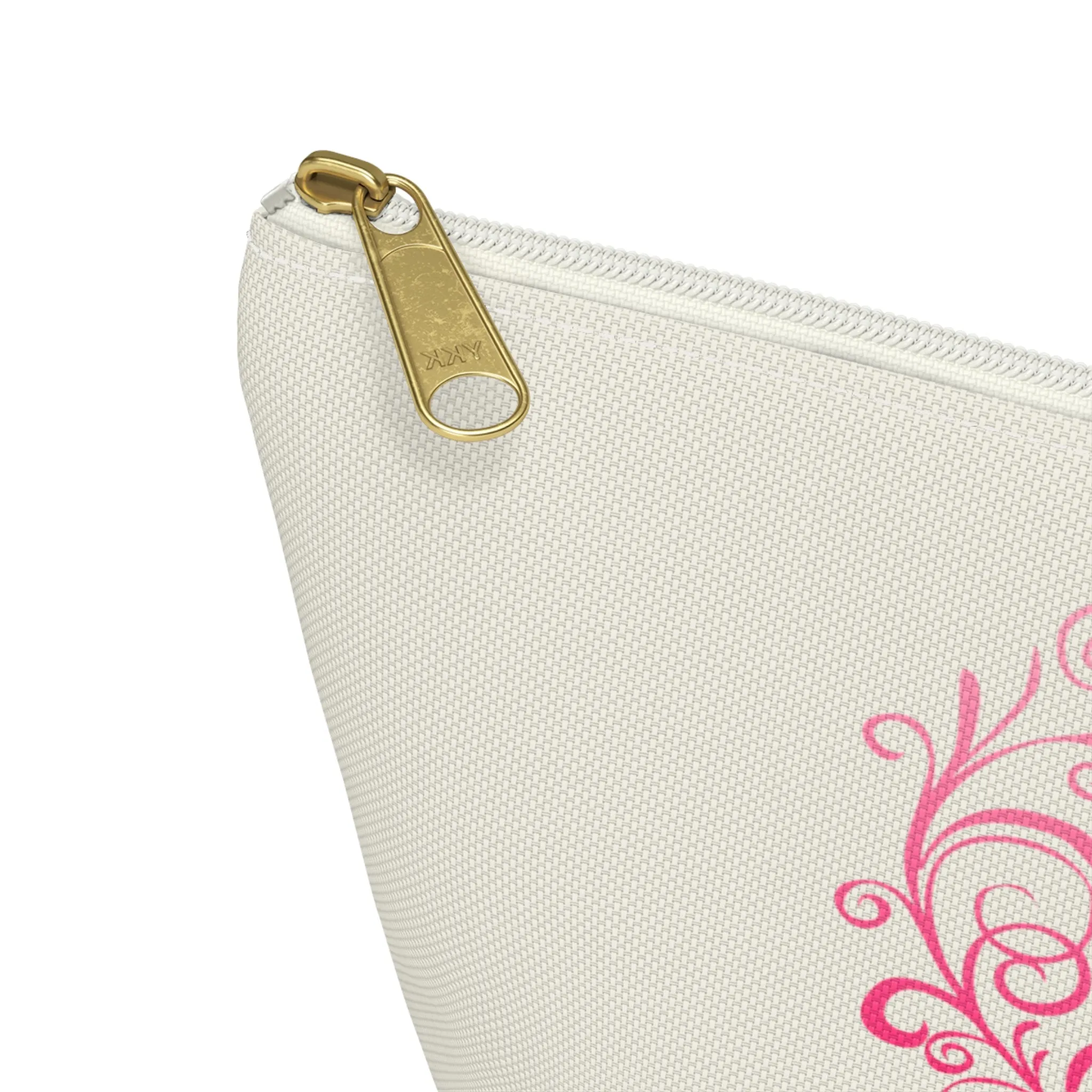 Breast Cancer Awareness Heart Small "Natural" T-Bottom Accessory Pouch (Dual-Sided Design)