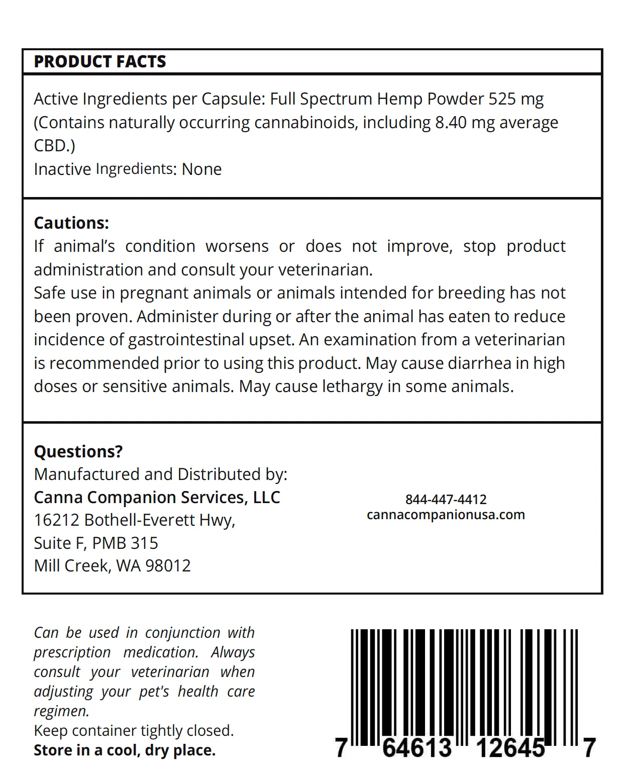 Canna Companion™ Hemp Supplement for Extra Large Dogs - Extra Strength with additional CBDs for Neurological Support