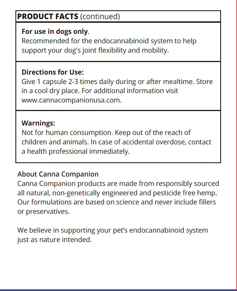 Canna Companion™ Hemp Supplement for Large Dogs - Regular Strength with additional CBDs to support joint health