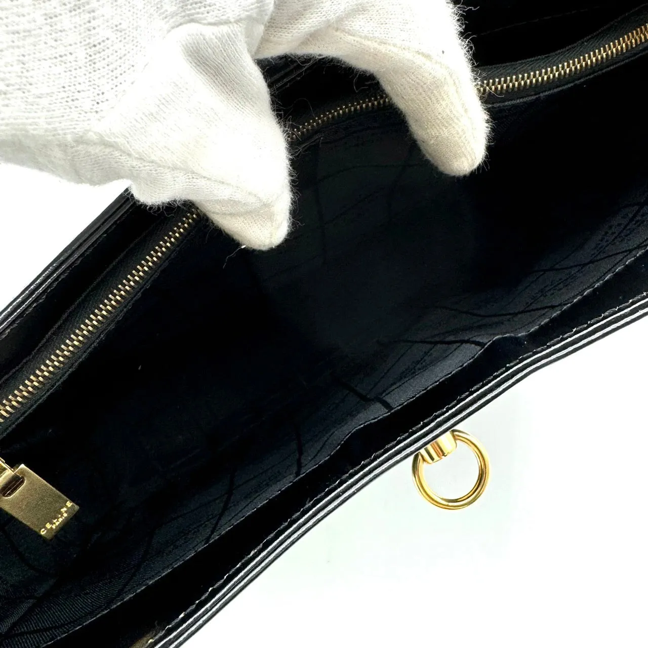 CELINE Vintage Leather Black Shoulder Bag