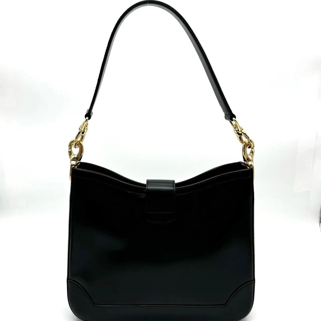 CELINE Vintage Leather Black Shoulder Bag