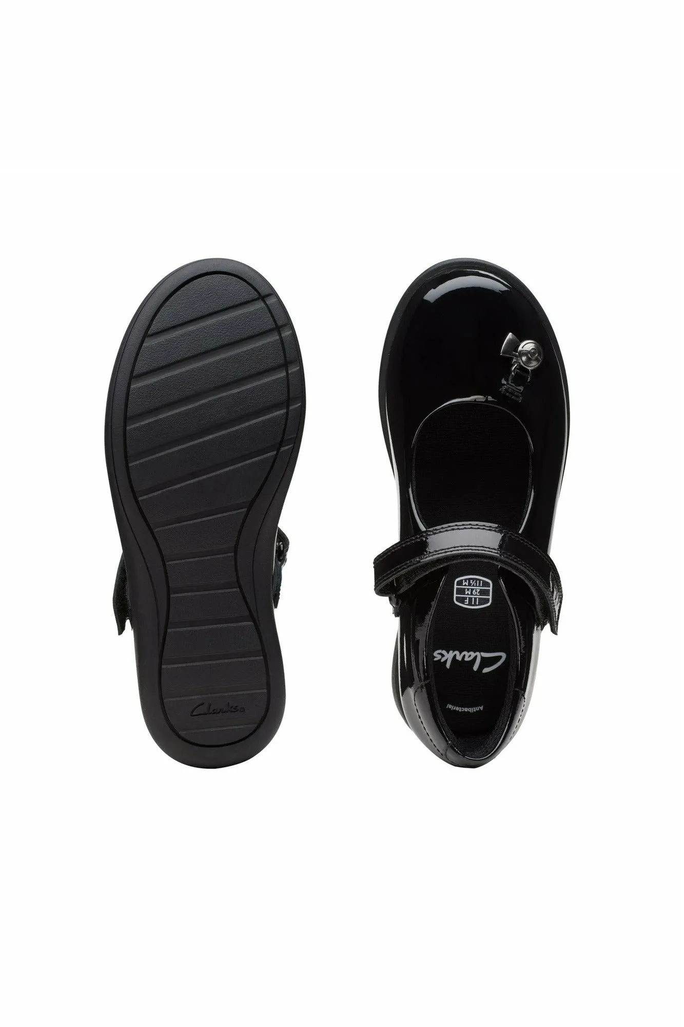 Clarks Etch Mist kid black patent