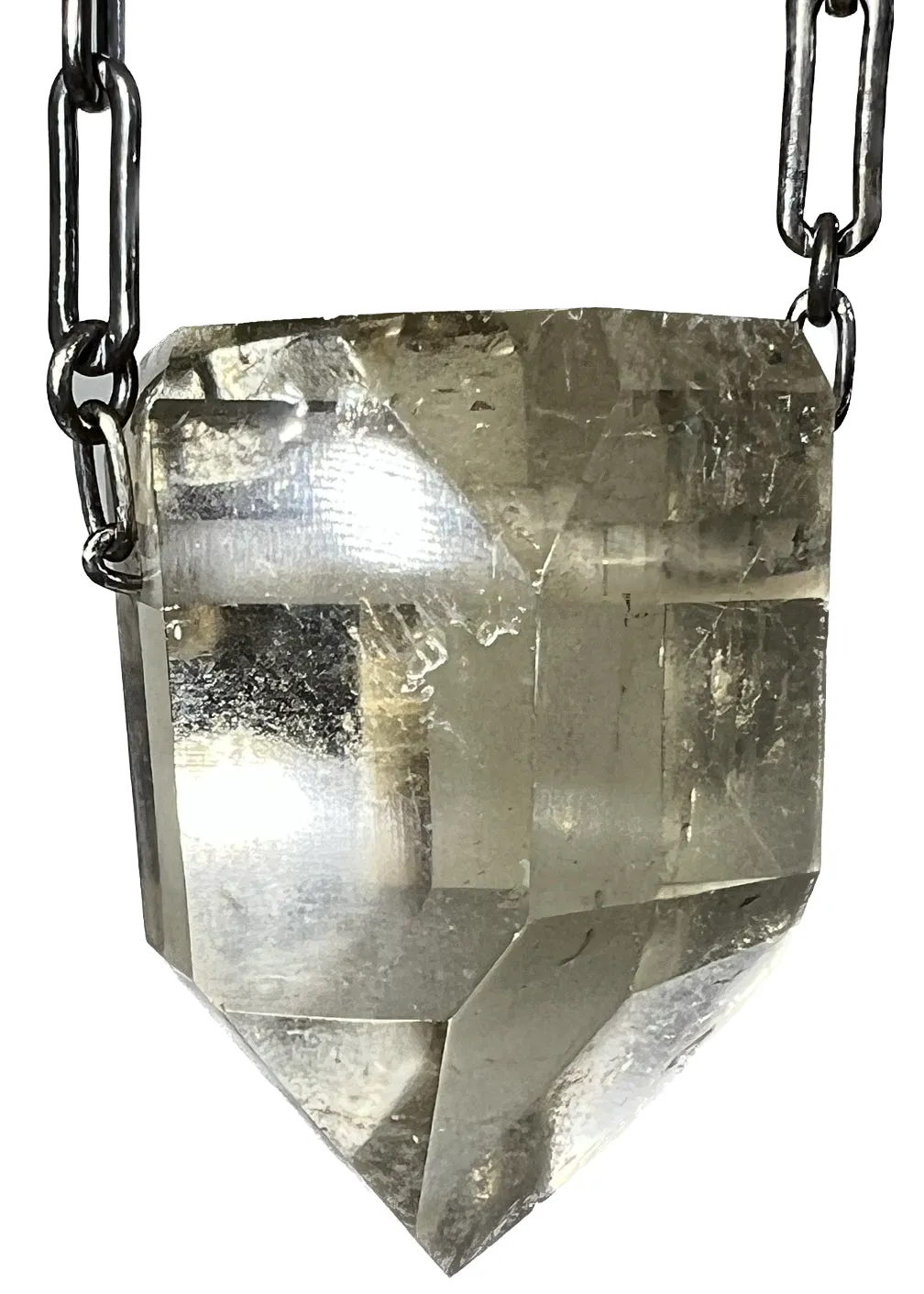 Clear Citrine Quartz Crystal Necklace