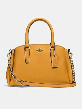 Coach Crossgrain Leather Mini Sage Carryall Bag Mustard Yellow F28977