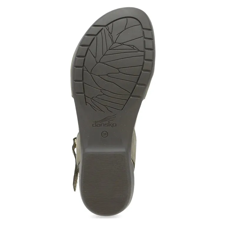 Dansko Women's Rowan Closed Toe Sandal in Ivy Green Nubuck