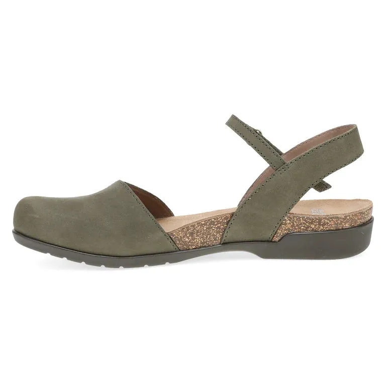 Dansko Women's Rowan Closed Toe Sandal in Ivy Green Nubuck