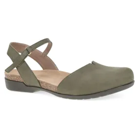 Dansko Women's Rowan Closed Toe Sandal in Ivy Green Nubuck