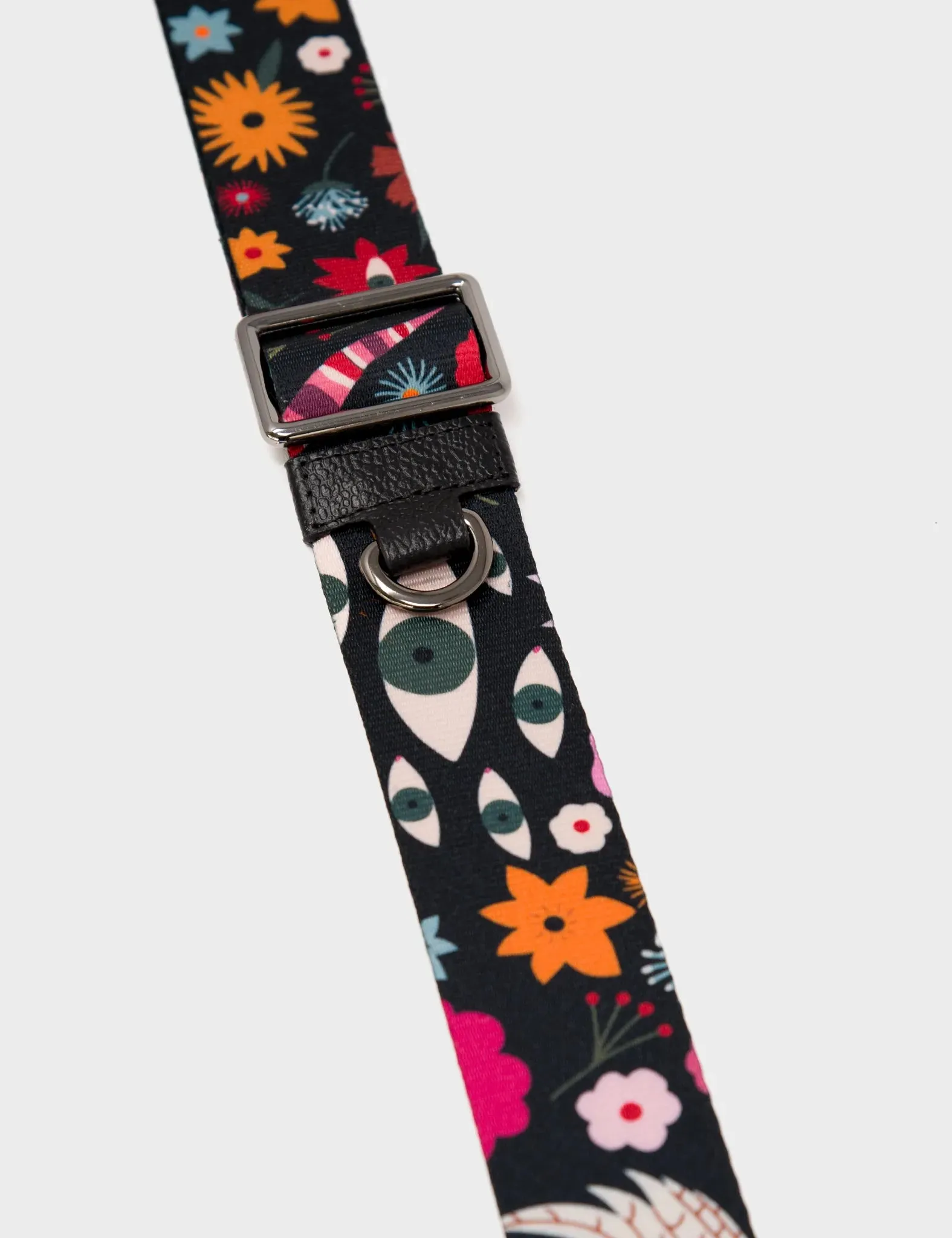 Detachable Black Nylon Strap - Flowers