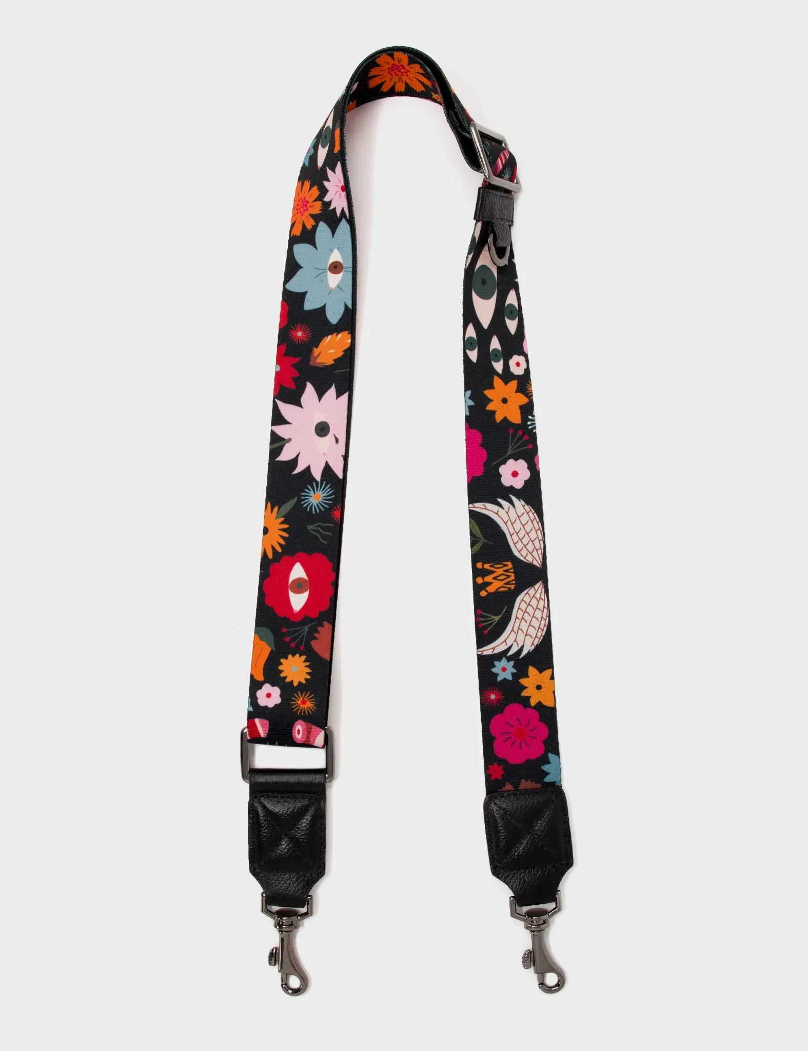 Detachable Black Nylon Strap - Flowers