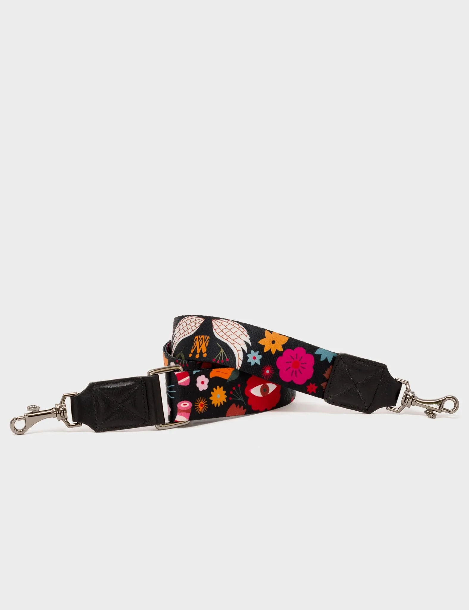 Detachable Black Nylon Strap - Flowers