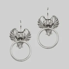 DRAKKAR. Gargoyle Knocker Hoop Earrings - Silver