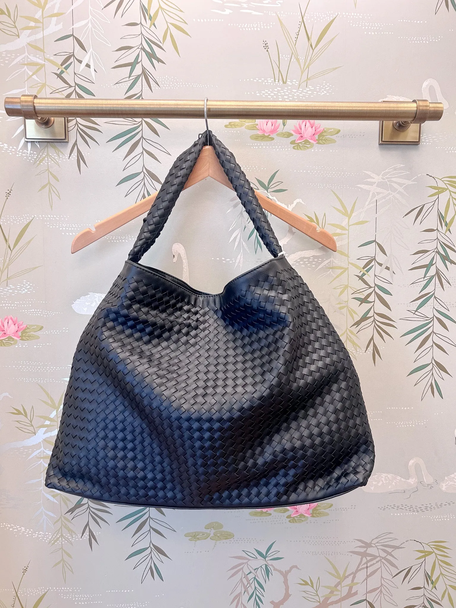 Drew Large Woven Bag Black