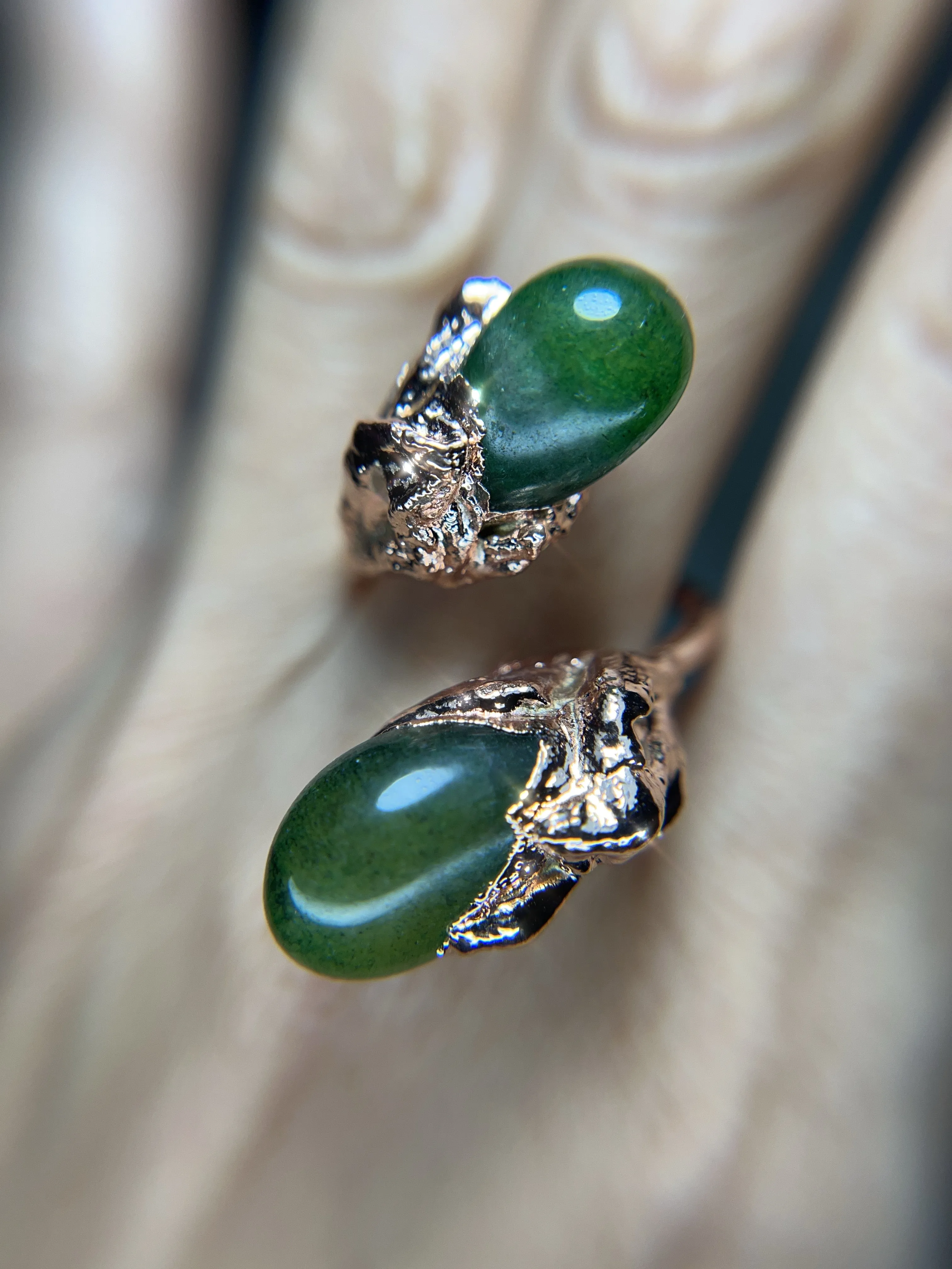 EMERALD Kundalini adjustable ring