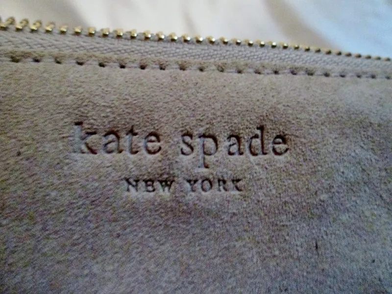 EUC KATE SPADE SUEDE LEATHER Wristlet Purse Clutch Wallet BEIGE TAN SAND BROWN