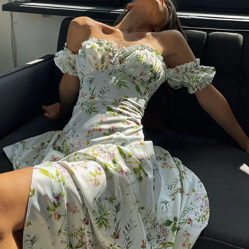 Floral Off The Shoulder Slit Dress