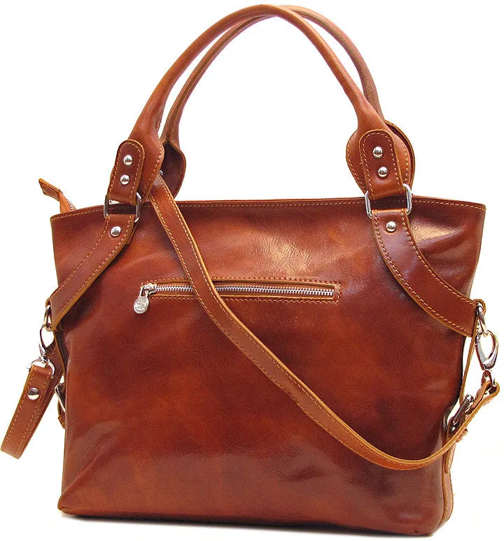 FLOTO Taormina Leather Satchel Bag Olive Brown