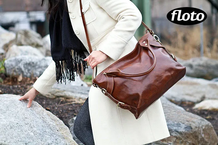 FLOTO Taormina Leather Satchel Bag Olive Brown