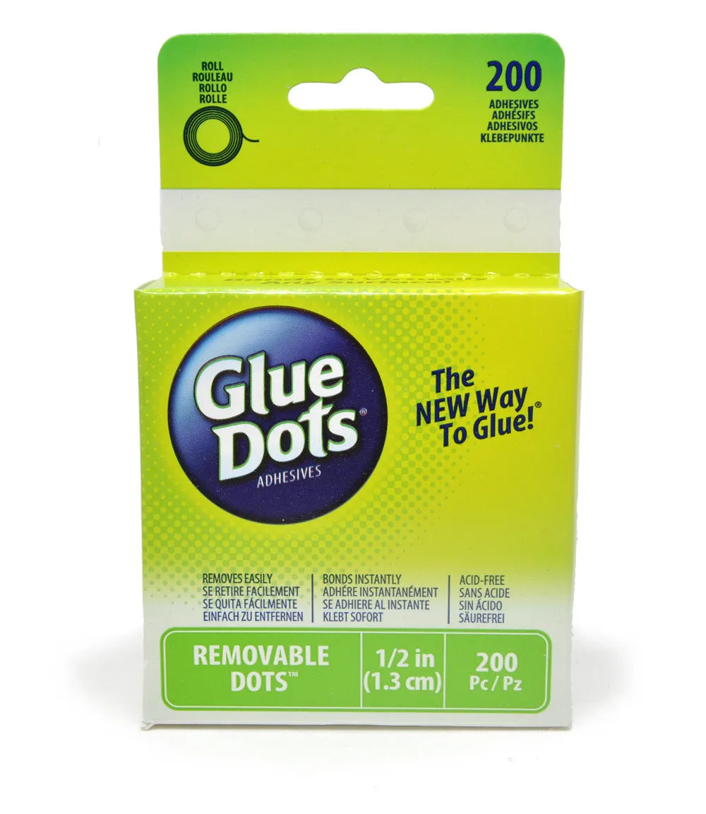 Glue Dots, Removable, 1/2" Diameter, 200/PACK