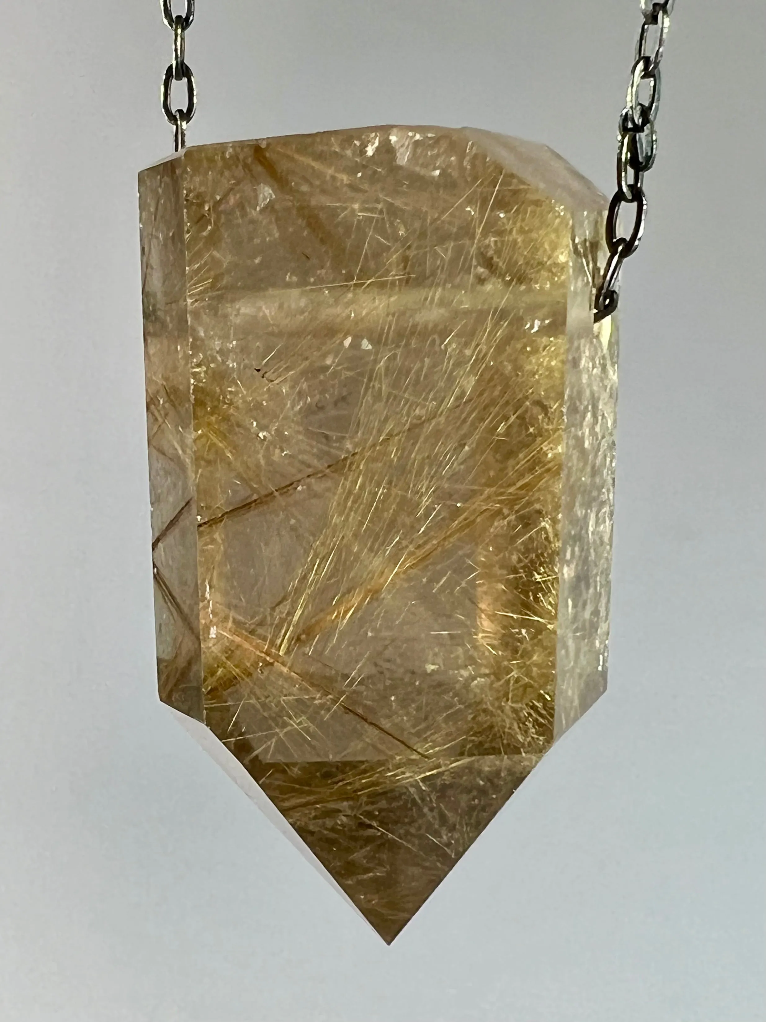 Gold Rutile Quartz Crystal Necklace