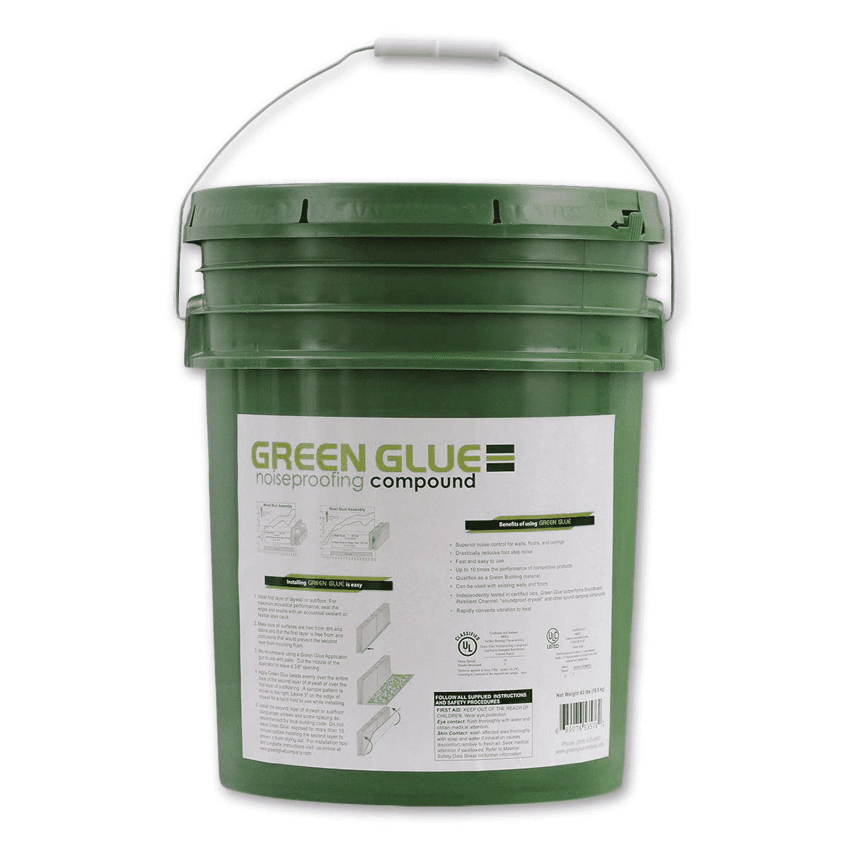 Green Glue Noiseproofing Compound 43lb Pail