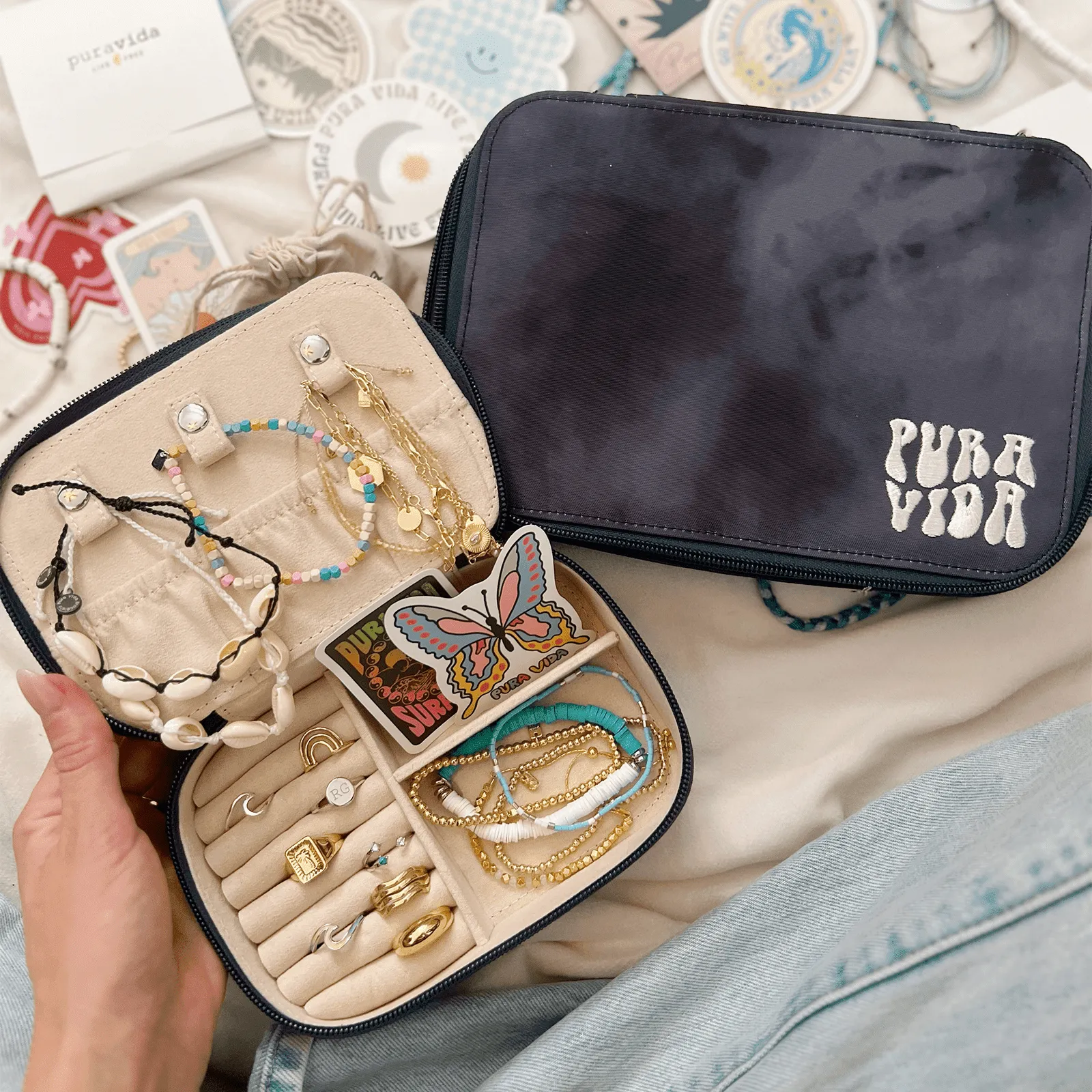 Grey Tie Dye Journey Jewelry Case