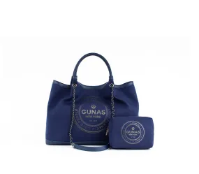 Gunas New York RUTH Dark Blue Vegan Canvas Tote Shoulder Bag