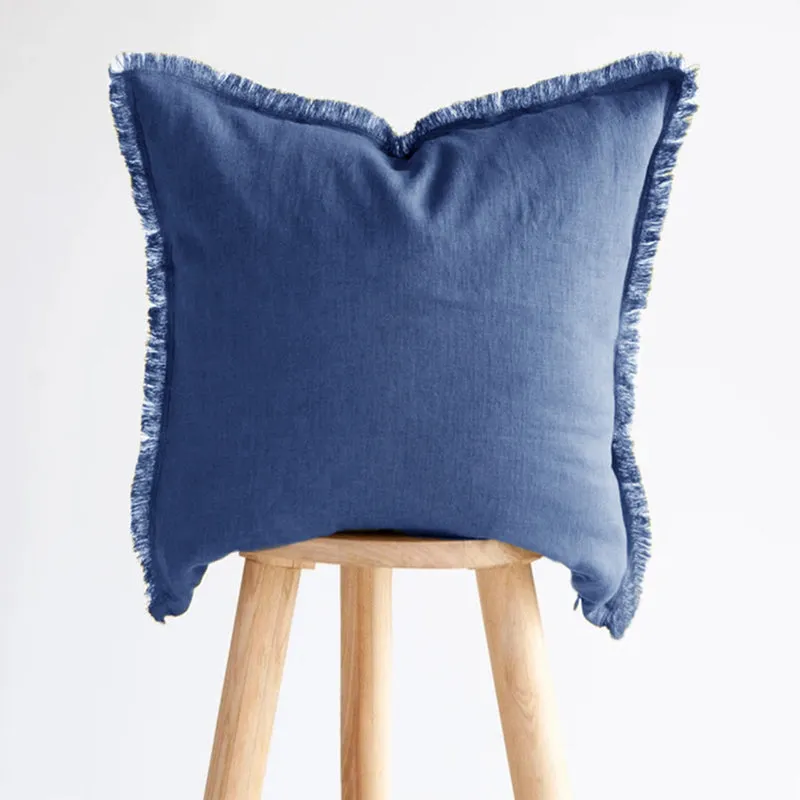 Hazel Fringed Edge Flax Linen Cushion